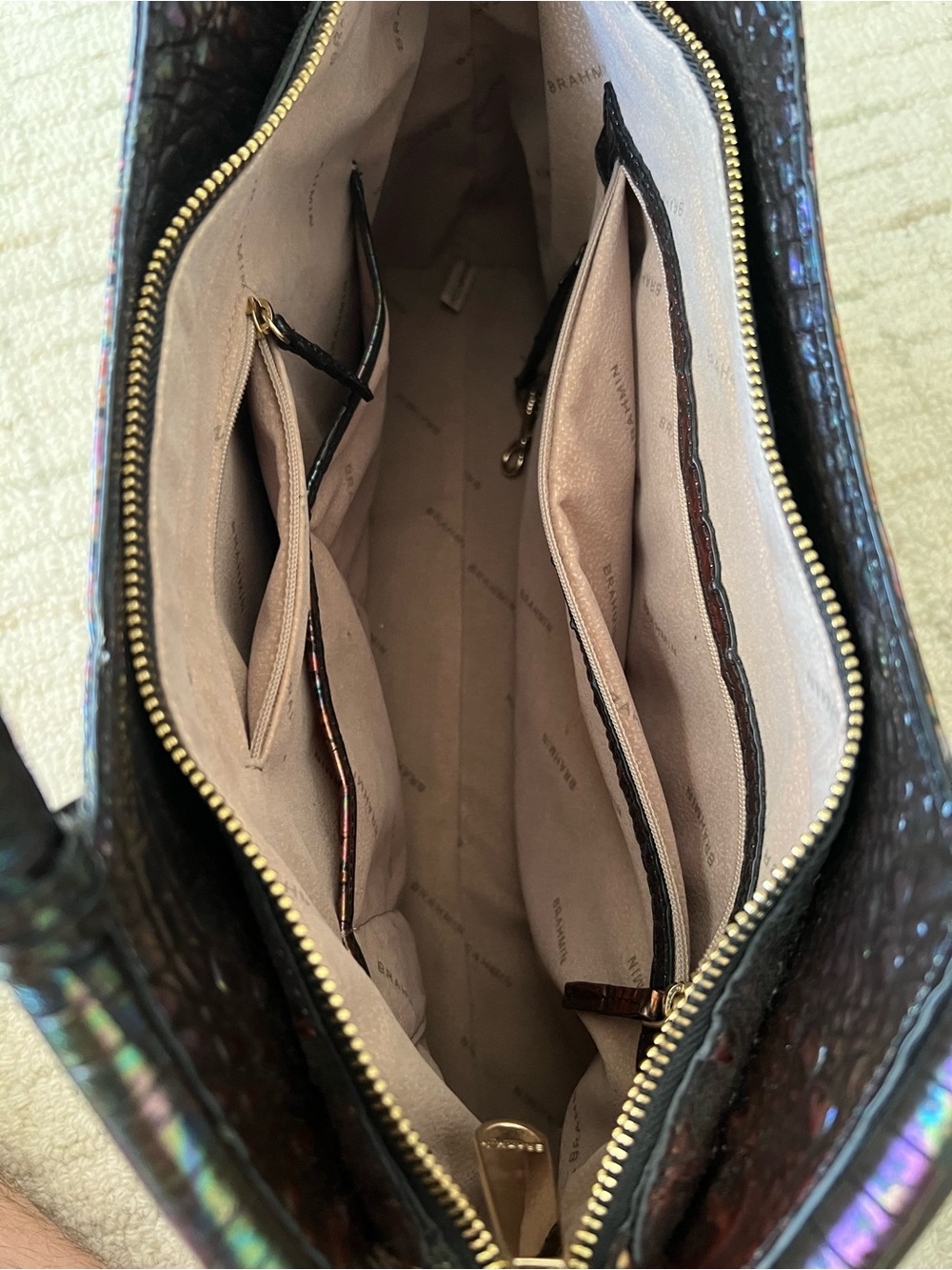 Brahmin Large Elaine Satchel Galaxy Melbourne Embossed Croc Leather Bag - Picture 11 of 13